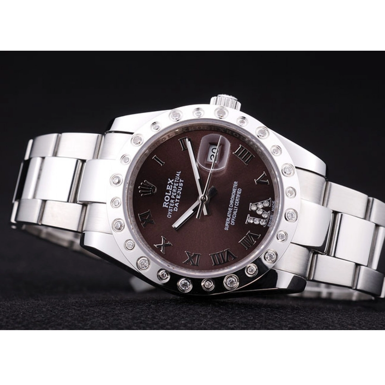 Best AAA Replica Sites 7466 Diamond Bezel Datejust Rolex Dial Brown 0611